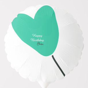 Green heart happy birthday white black balloon kid