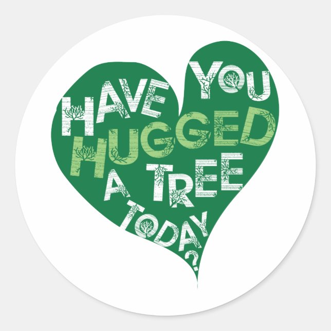 Green Heart (Hug a Tree) Classic Round Sticker (Front)
