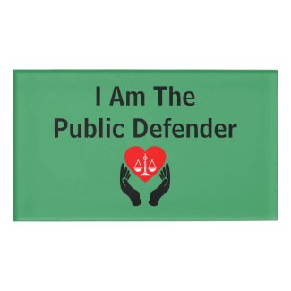 Green Heart In Scales Public Defender Name Badge