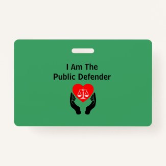 Green Heart In Scales Public Defender Name Badge