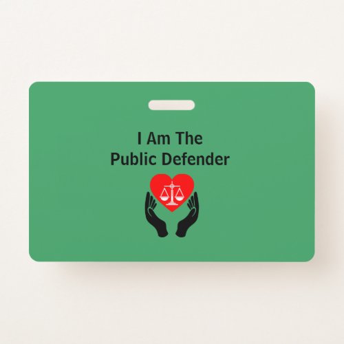 Green Heart In Scales Public Defender Name Badge