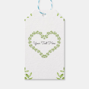Green Heart Leaves Shabby Chic Greenery Wedding Gift Tags