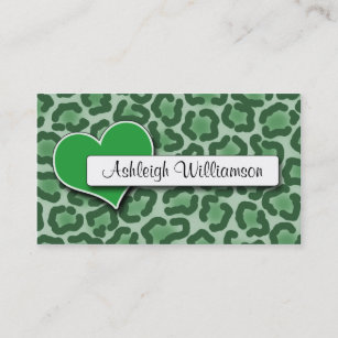 Green Heart Leopard Print Appointment Cards