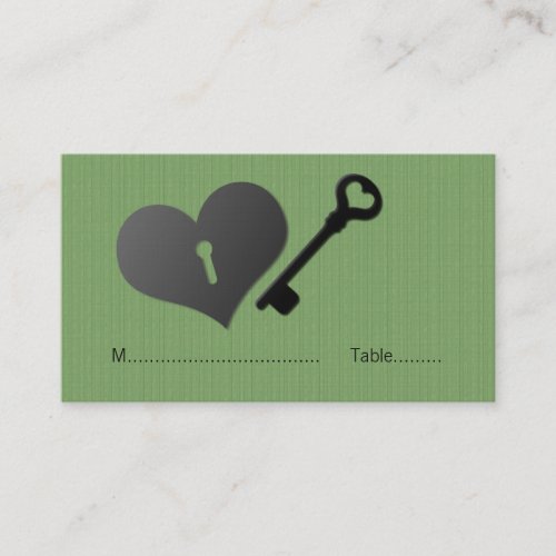 Green Heart Lock and Key Place Card