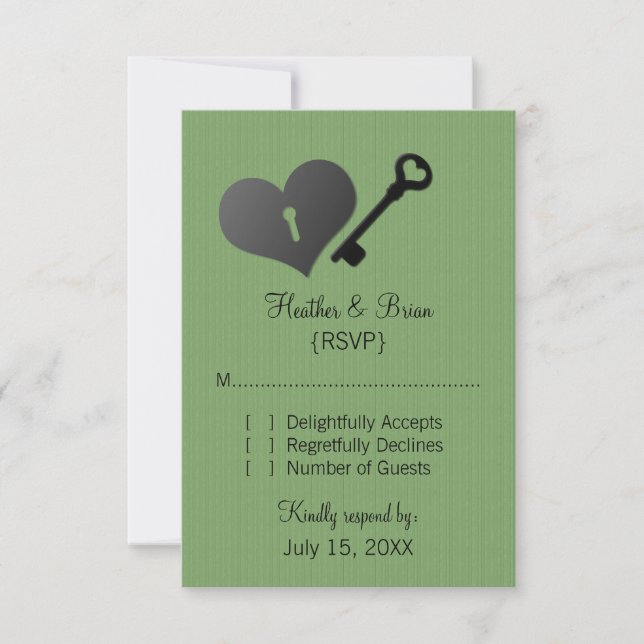 Green Heart Lock and Key Response Card (Front)