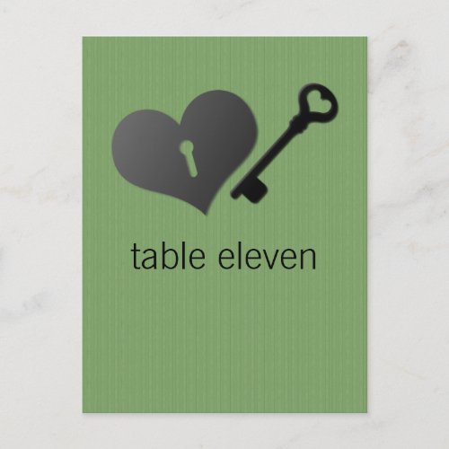 Green Heart Lock and Key Table Postcard