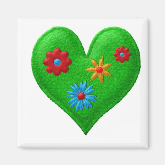 GREEN HEART Locker Magnets, Refrigerator Magnet (Front)