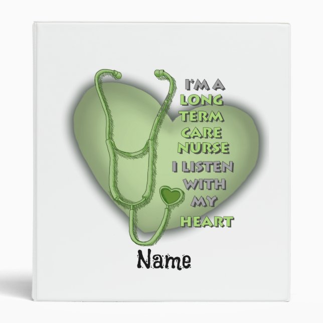 Green Heart Long Term Care Nurse 3 Ring Binder (Front)