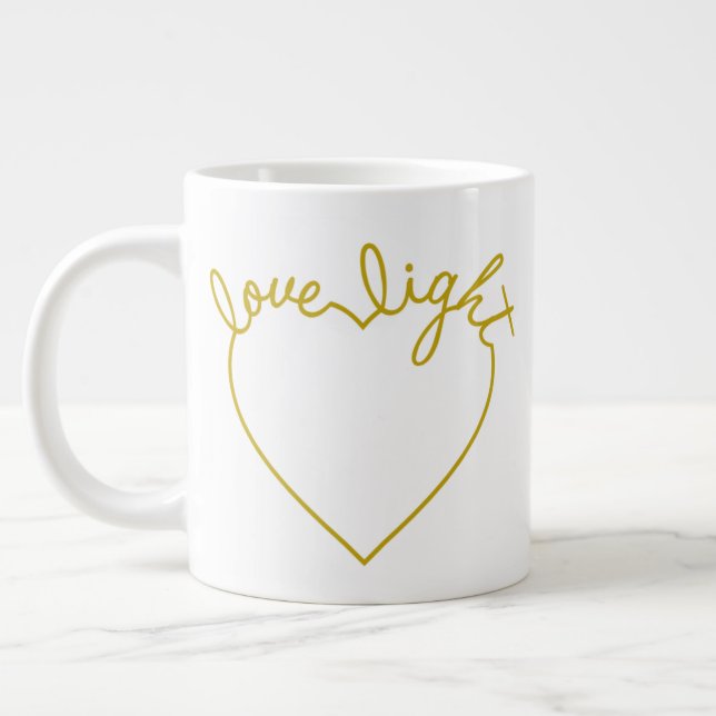 Green Heart - Love Light Large Coffee Mug (Left)