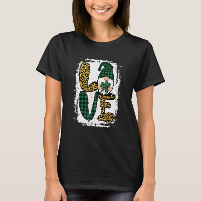 Green Heart Love Shamrock Irish Leprechaun St Patr T-Shirt (Front)