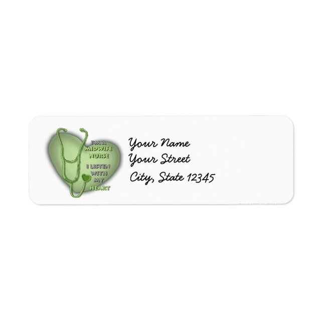 Green Heart Midwife Nurse Label (Front)
