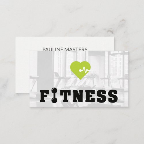 Green Heart Monitor  Fitness Dumbbell Icon Appointment Card