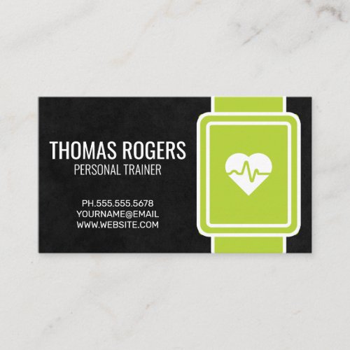 Green Heart Monitor  Personal Trainer Business Card