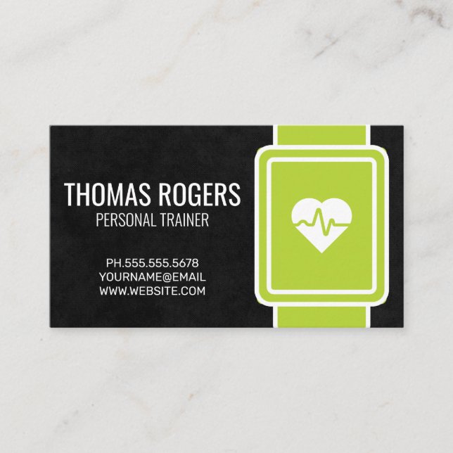 Green Heart Monitor | Personal Trainer Business Card (Front)