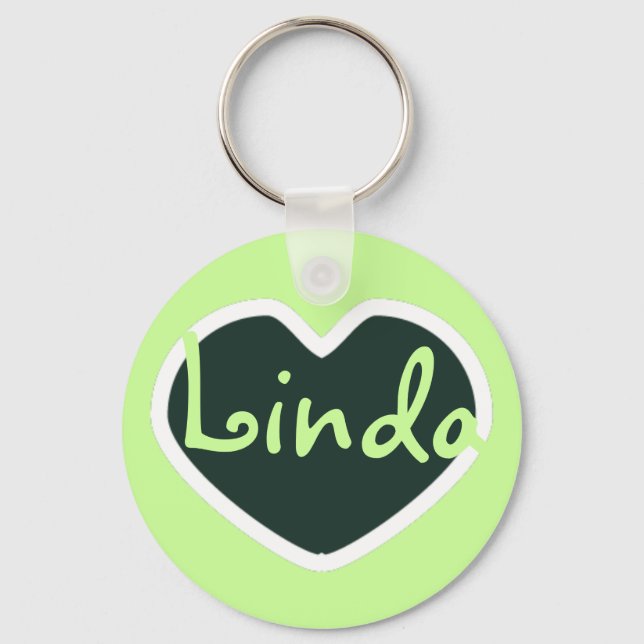 green heart name keychain (Front)