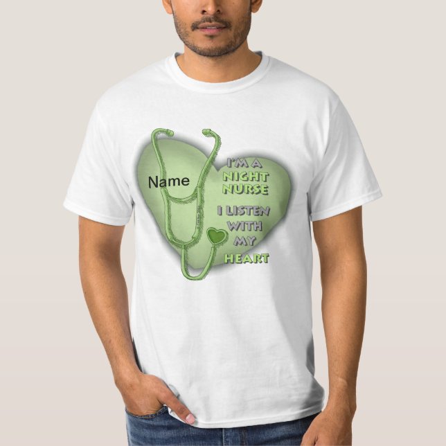 Green Heart Night Nurse T-Shirt (Front)