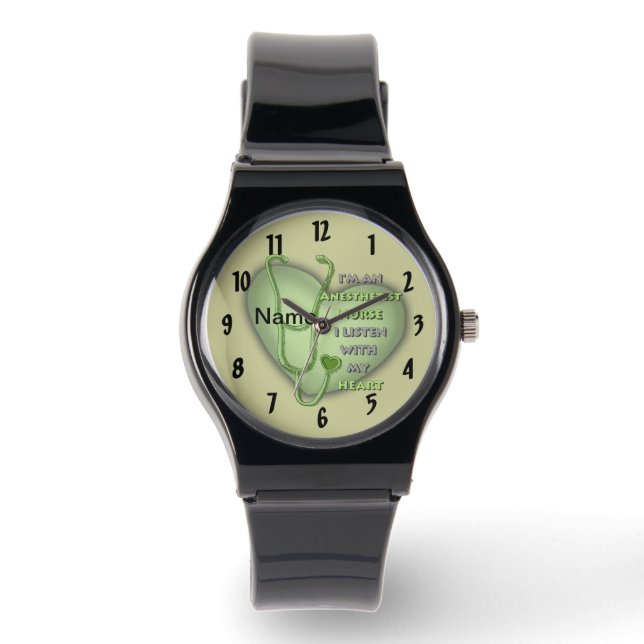 Green Heart Nurse Anesthetist Watch (Front)