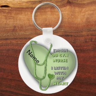 Green Heart ObGyn Nurse Keychain