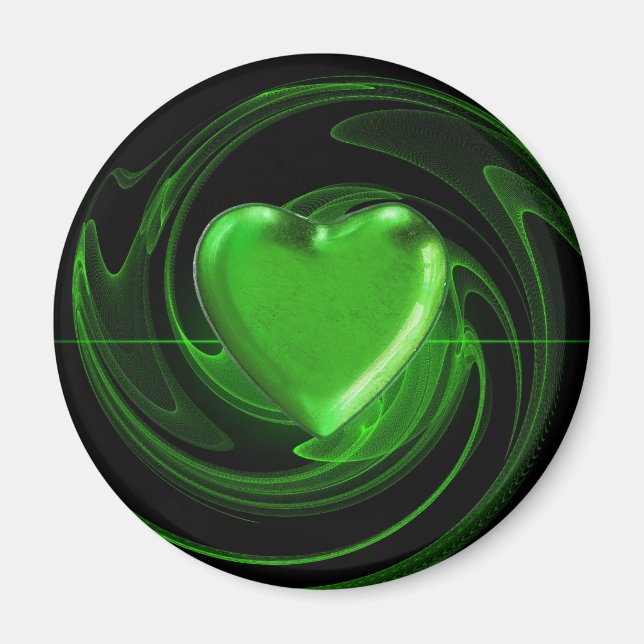 Green heart on spiral magnet (Front)