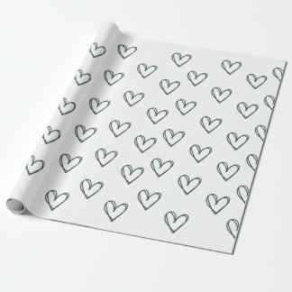 green heart on white wrapping sheet wrapping paper
