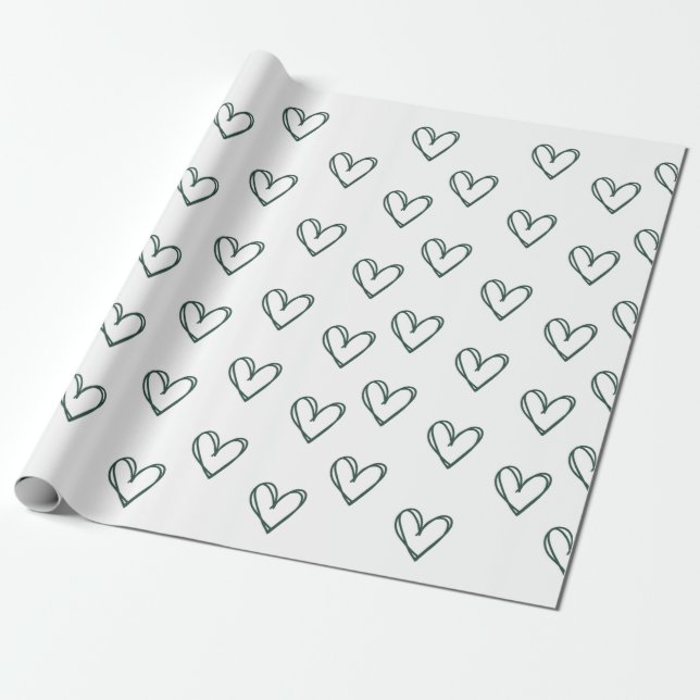 green heart on white wrapping sheet   wrapping paper (Unrolled)