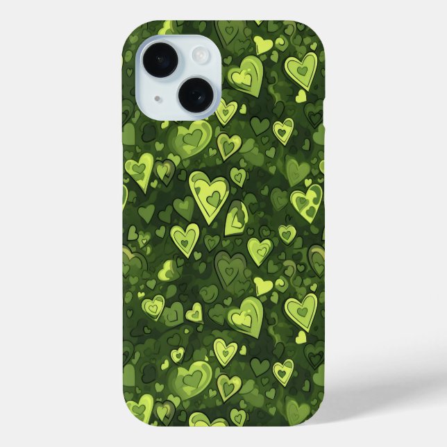 Green Heart Pattern Case-Mate iPhone Case (Back)