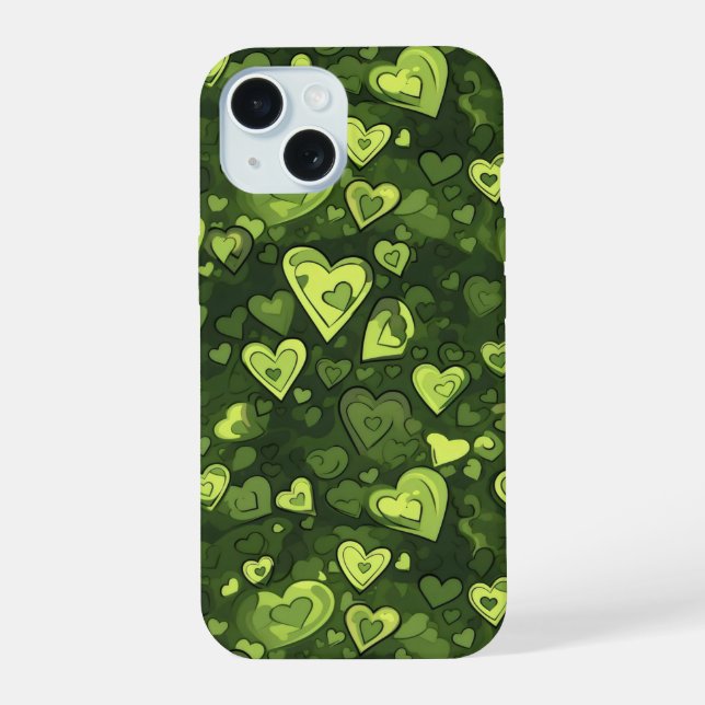 Green Heart Pattern Iphone Case (Back)