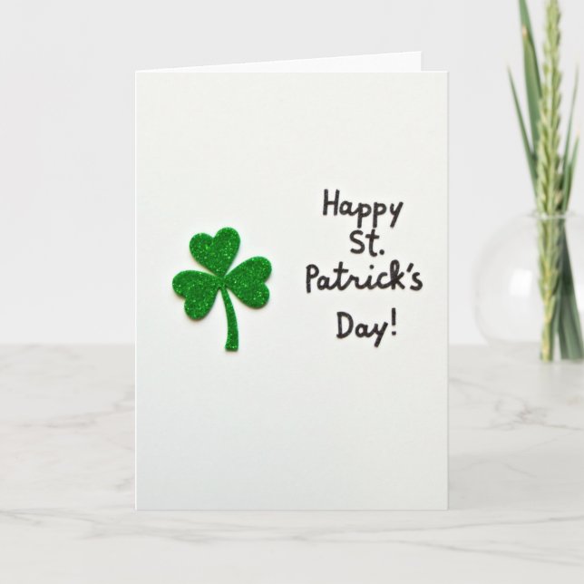 Green Heart Pattern St Patricks Card (Front)