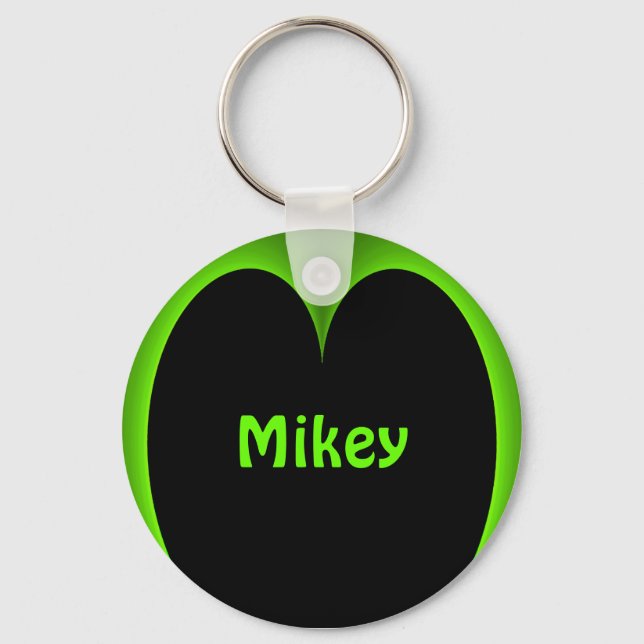 Green Heart Personalized Name Keychain (Front)