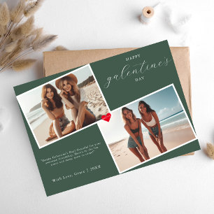Green Heart Photo Frame Galentine's Day Bestie Holiday Card