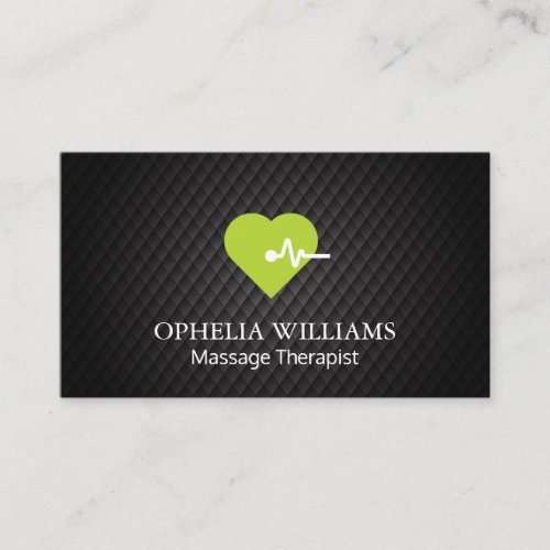 Green Heart Rate Icon  Black Tiling Business Card