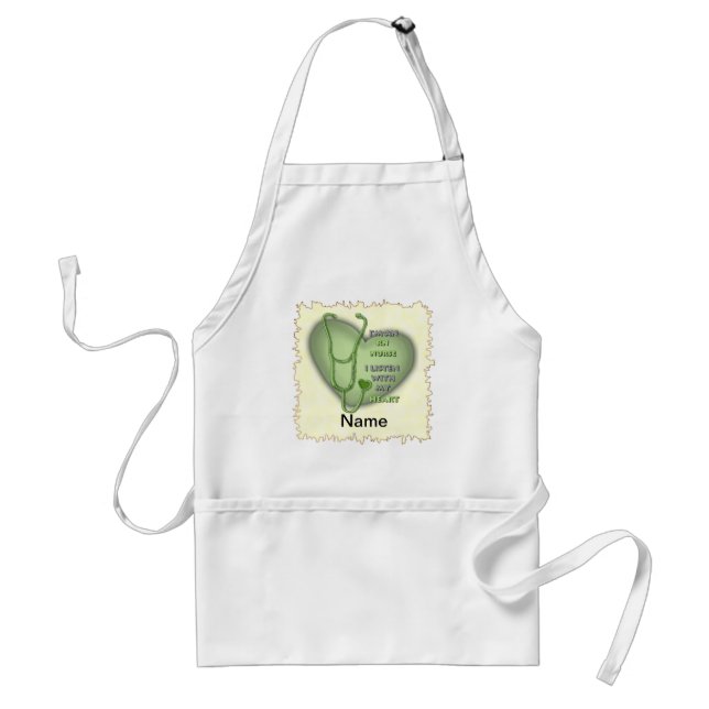 Green Heart RN Registered Nurse Adult Apron (Front)