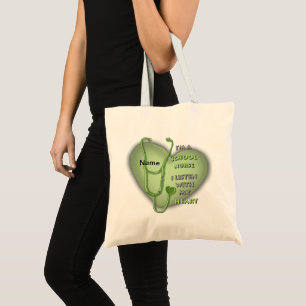 Green Heart School Nurse Tote Bag