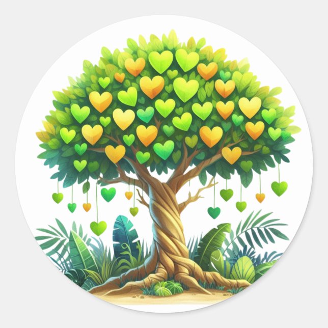 Green Heart Shaped Tree Stickers (Front)