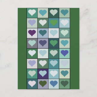 Green Heart Squares Postcard