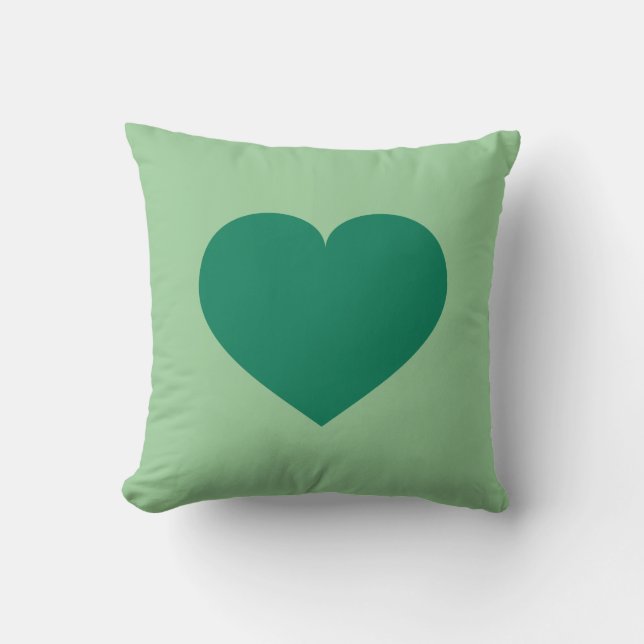 Green Heart  Throw Pillow (Front)