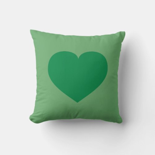 Green heart throw pillow