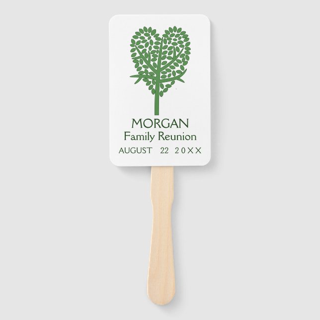 Green Heart Tree Family Reunion Hand Fan (Front)