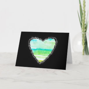 Green Heart Valentine Love Romance Card