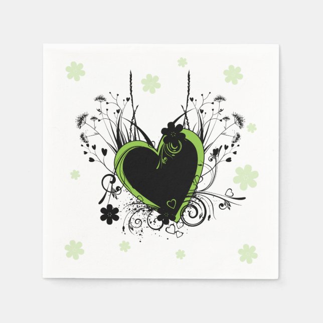 Green heart white napkins (Front)