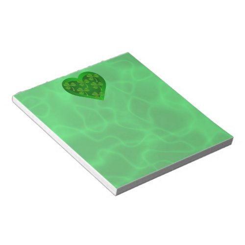 Green Heart with Shamrocks Notepad