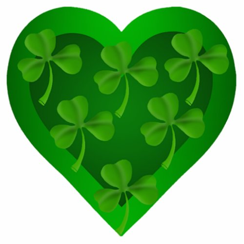 Green Heart with Shamrocks Sculpture