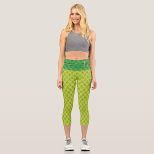 Green Hearts Custom Monogram & Name Capri Leggings