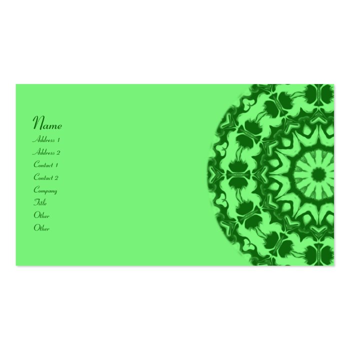 Green Hearts Medallion Kaleidoscope Business Card