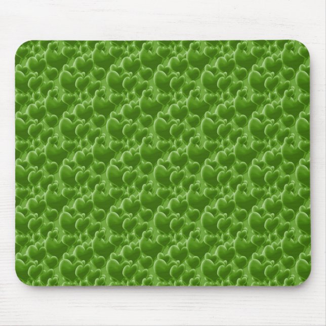 Green Hearts Mouse Pad (Front)