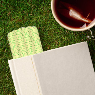 Green hearts on yellow pickleball paddle bookmarks