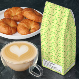 Green hearts on yellow pickleball paddle roasted coffee