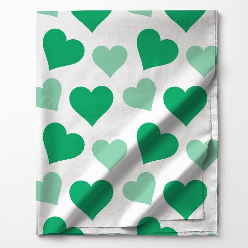 Green Hearts Pattern Fabric