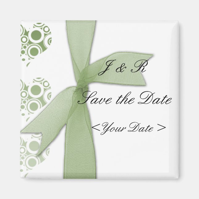 Green Hearts & Ribbons Magnet (Front)