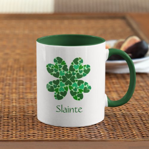 Green Hearts Shamrock Personalized Mug